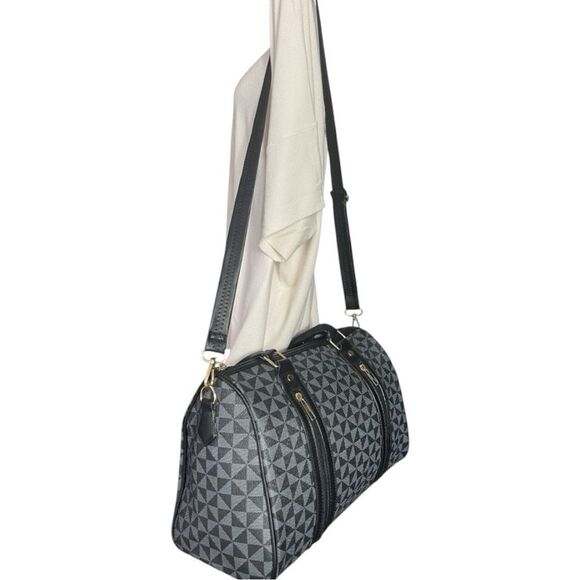 Designer Fashion Black Gray Monogram Large Bag - Picture 2 of 8